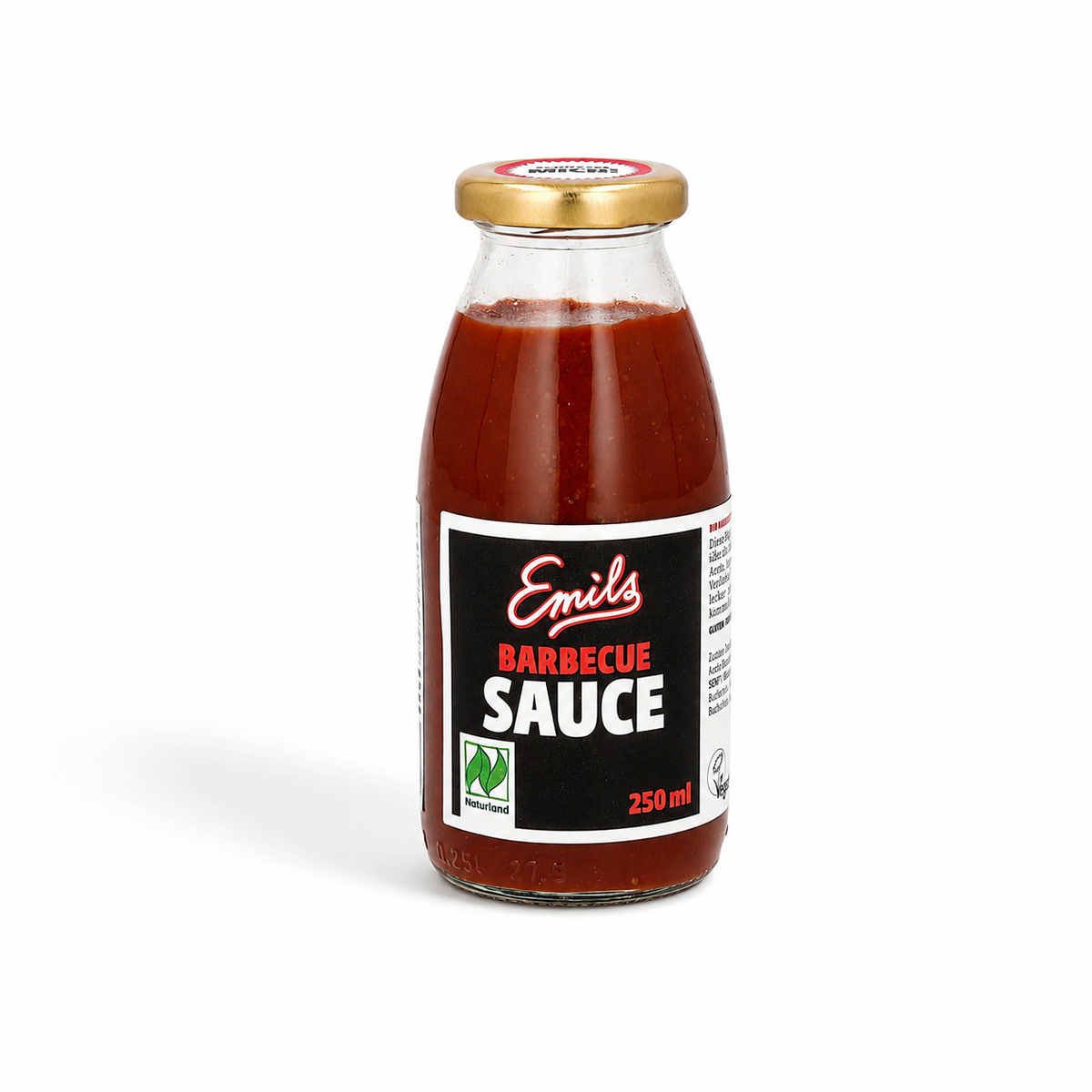 Emils Bio Barbecue Sauce in der 250-ml-Flasche auf weißem Hintergrund