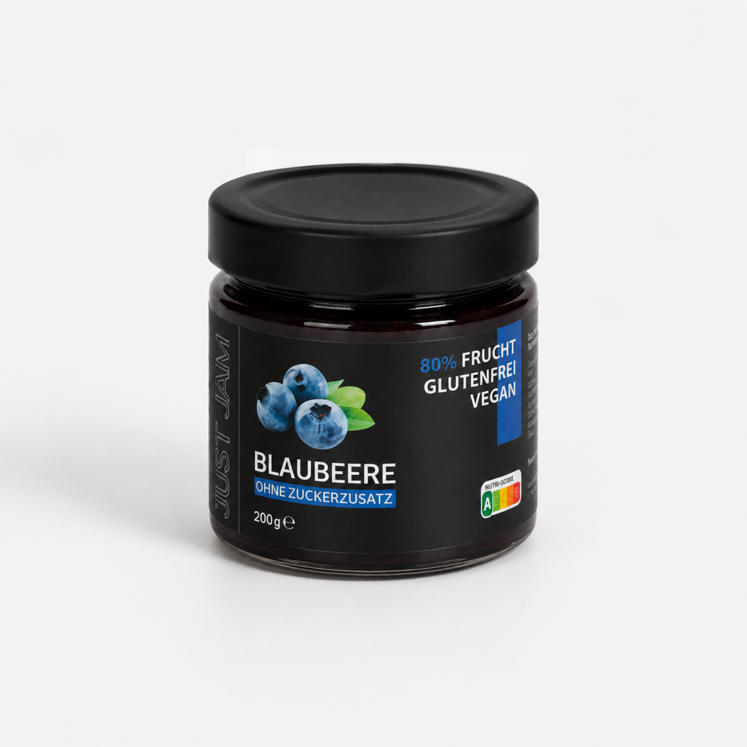 Blaubeermarmelade ohne Zuckerzusatz von Just Jam im 200-g-Glas