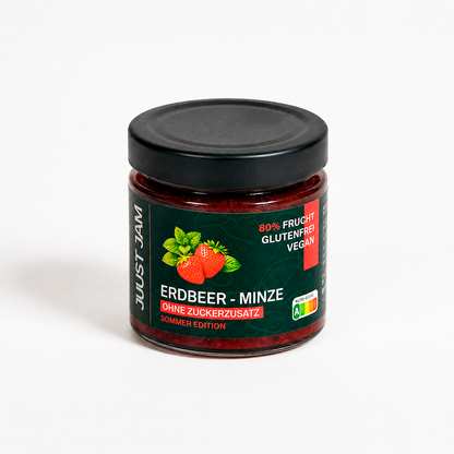 Erdbeer-Minze Marmelade ohne Zuckerzusatz von Just Jam im 200-g-Glas