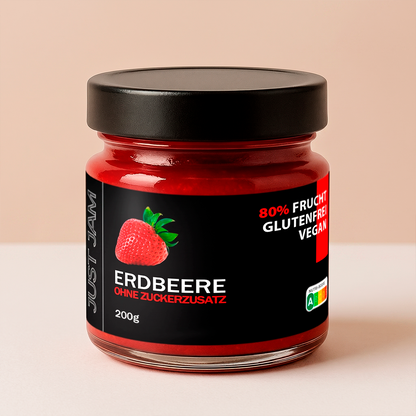 Erdbeermarmelade ohne Zuckerzusatz von Just Jam im 200-g-Glas