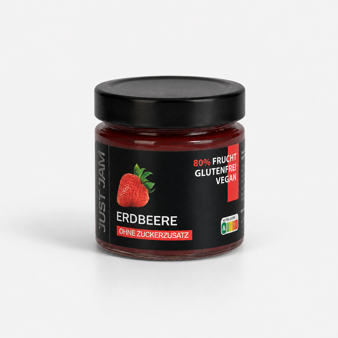 Erdbeermarmelade ohne Zuckerzusatz von Just Jam im 200-g-Glas