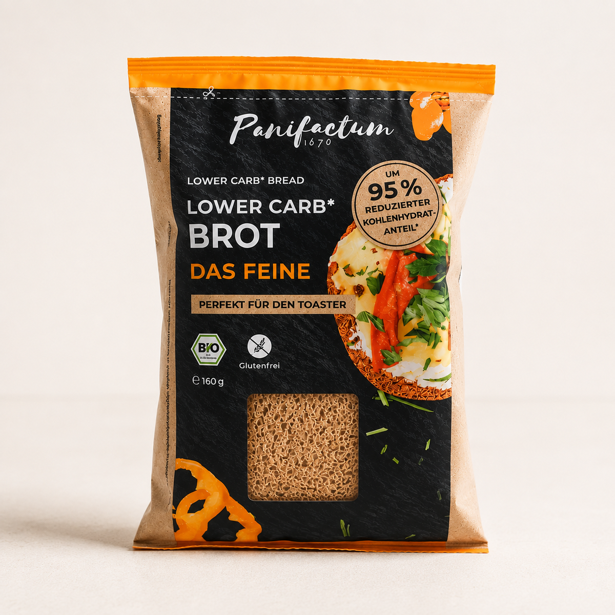 Low Carb Brot Das Feine BIO von Panifactum in der 160-g-Verpackung