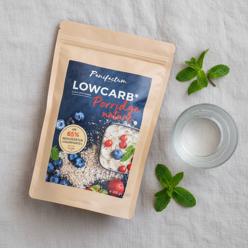 Panifactum Low Carb Porridge Nature 300g auf Leinentuch – leichte Frühstücksalternative, BIO, ketogen