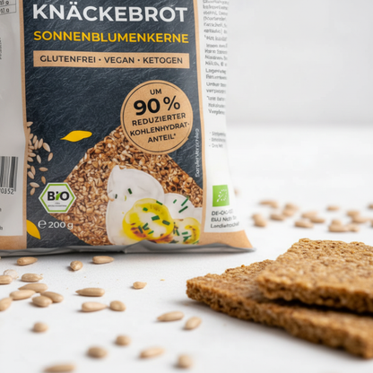 Low Carb Knäckebrot Sonnenblumenkerne Nahaufnahme – glutenfrei vegan BIO Panifactum
