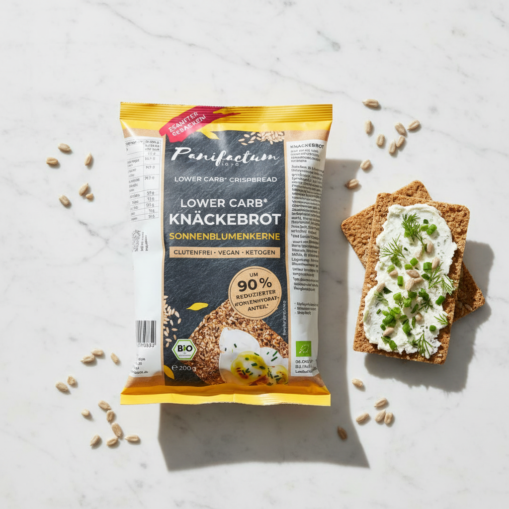 Low Carb Knäckebrot Sonnenblumenkerne BIO 200g – glutenfrei, vegan, ketogen – Panifactum